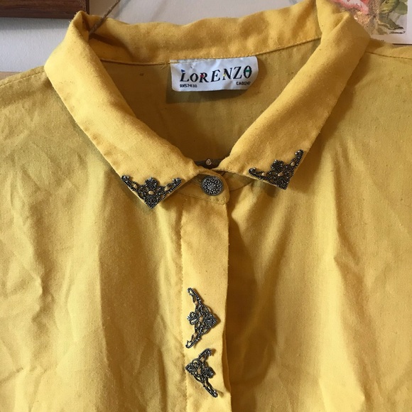 Oversized Yellow Blouse with Metal Accents - Picture 2 of 5